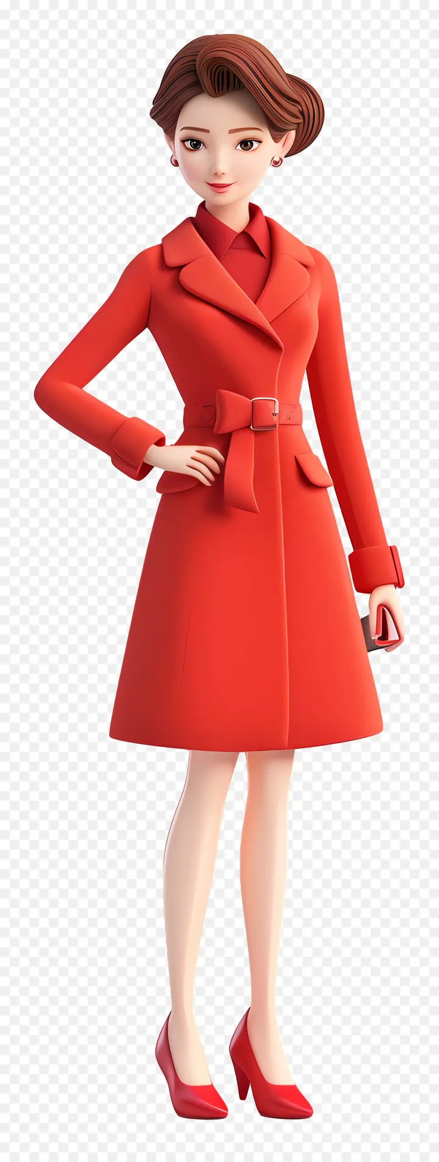 Tenue Formelle Femme，Femme En Manteau Rouge PNG