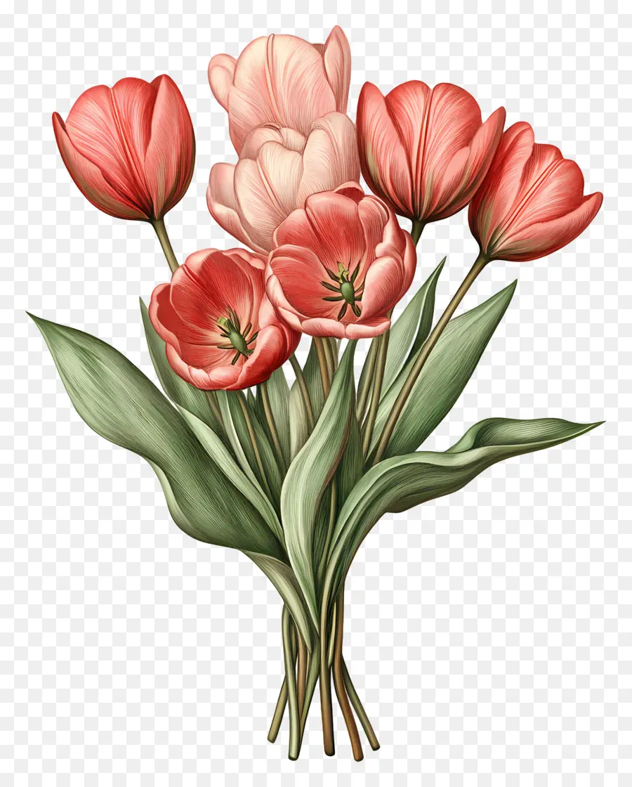 Bouquet De Tulipes，Tulipes Roses PNG