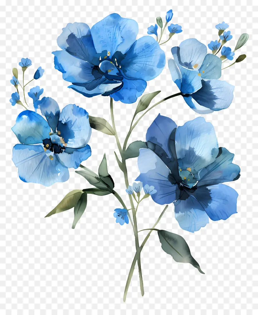 Bouquet Bleu，Fleurs Bleues PNG