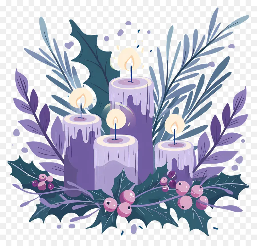 Bougies De L'avent，Bougies Violettes PNG