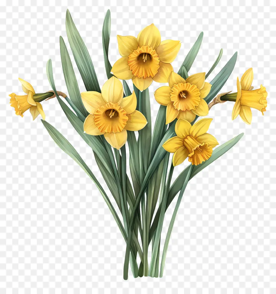 Bouquet De Jonquilles Jaunes，Fleurs Jaunes PNG