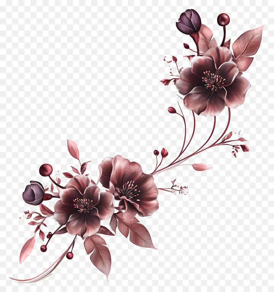 Ligne De Mariage，Fleurs Violettes PNG