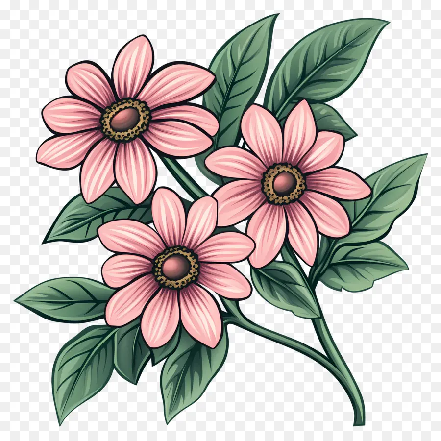 Bouquet De Marguerites，Fleurs Roses PNG