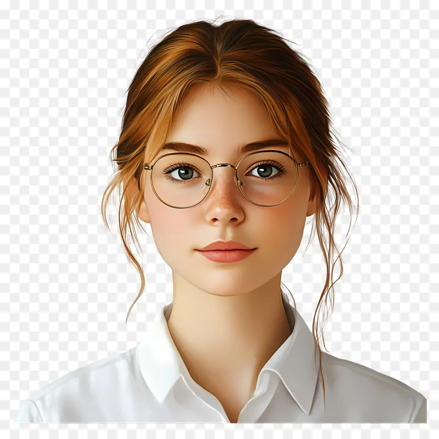 Fille étudiante，Femme à Lunettes PNG