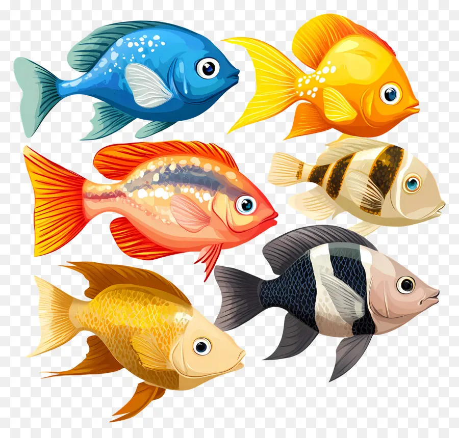 Groupe De Poissons，Poisson Coloré PNG