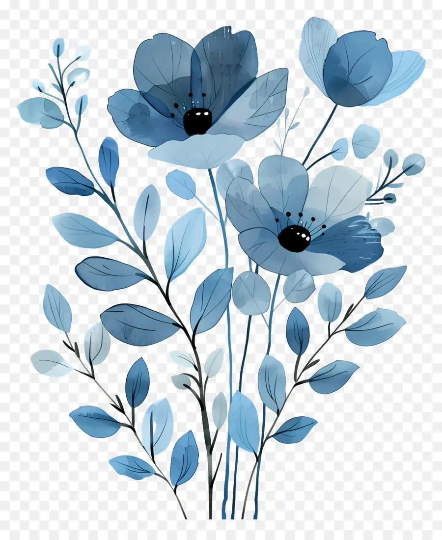 Bouquet Bleu，Fleurs Bleues PNG