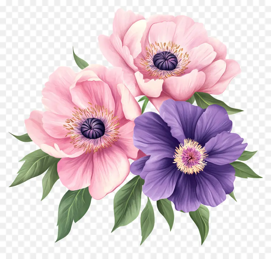 Bouquet Rose，Fleurs Roses PNG