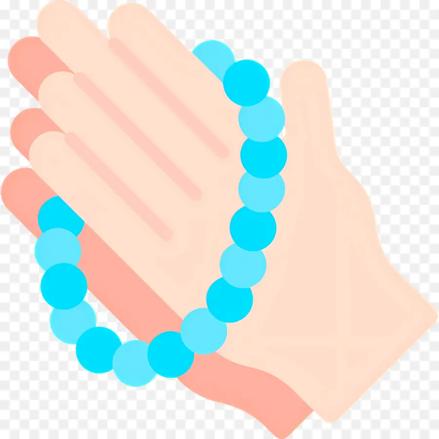 Mains En Prière，Bracelet De Perles Bleues PNG