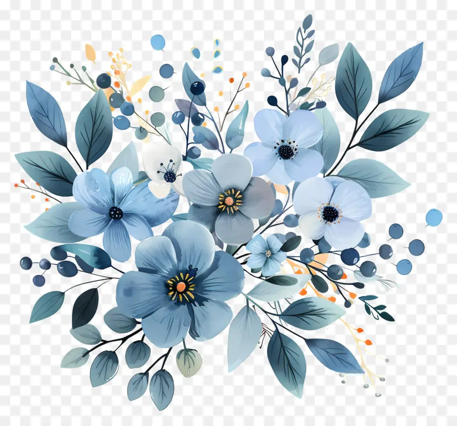 Bouquet Bleu，Composition Florale PNG