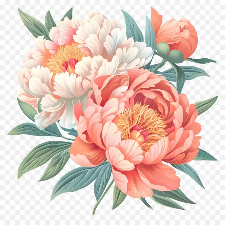 Bouquet De Pivoines，Fleur PNG