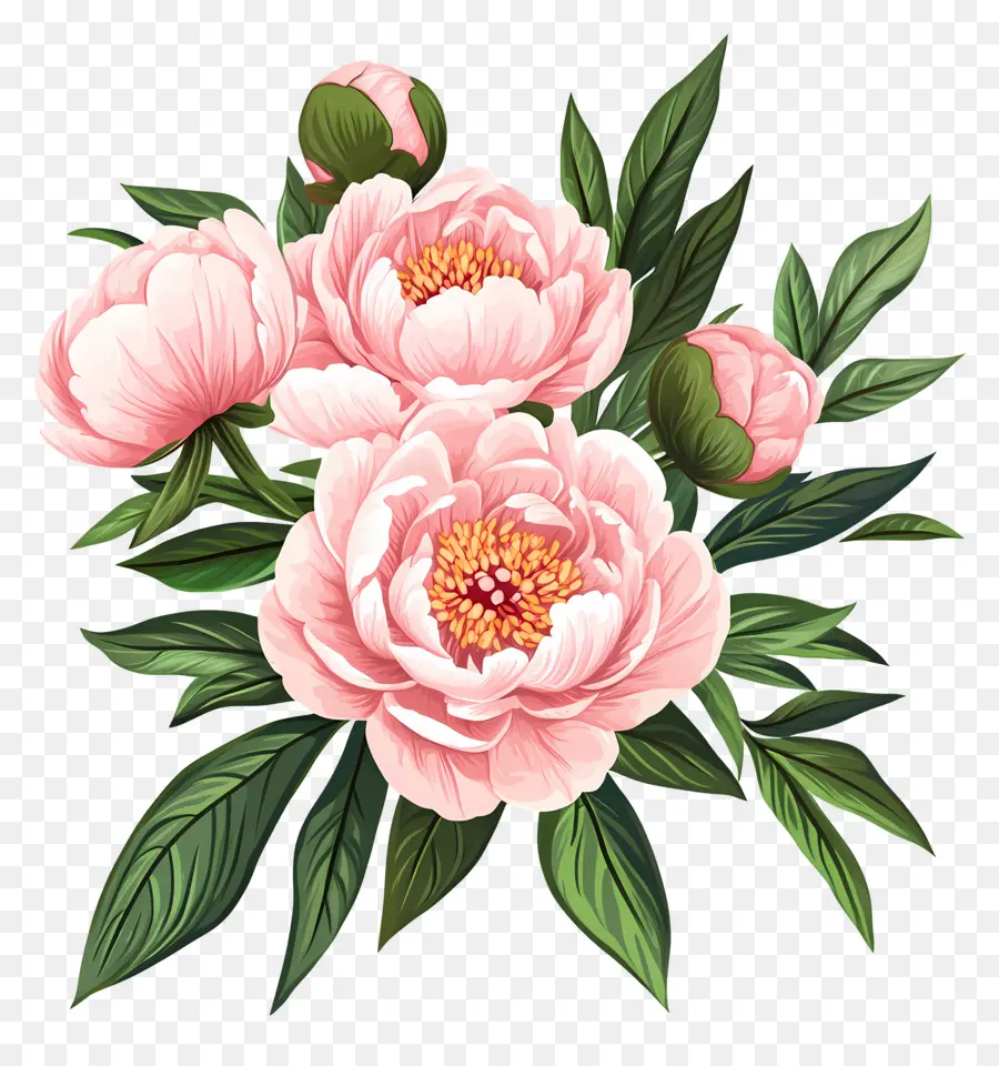 Bouquet De Pivoines，Fleurs De Pivoine PNG