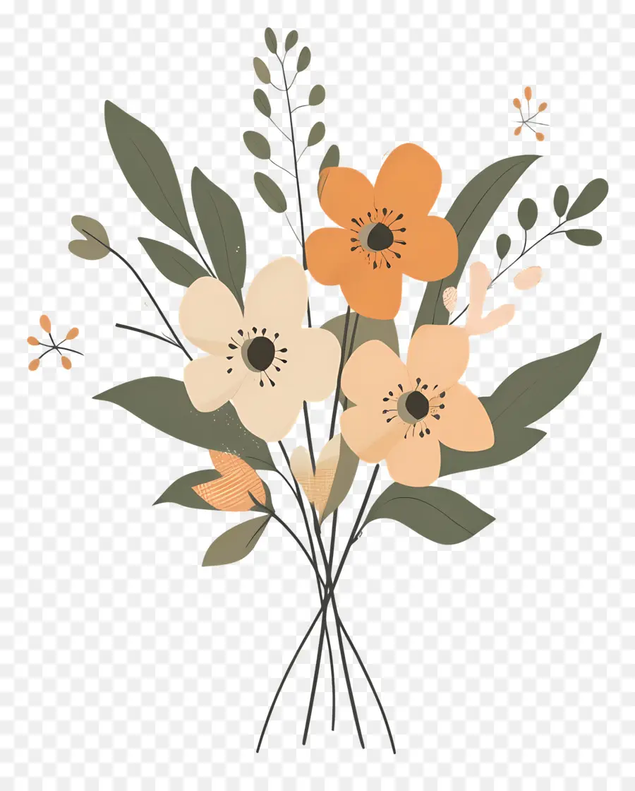 Bouquets，Fleurs Oranges PNG