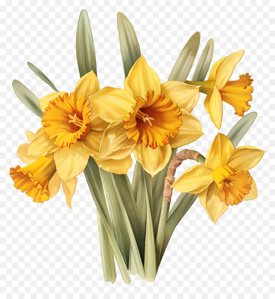 Bouquet De Jonquilles Jaunes，Jonquille PNG