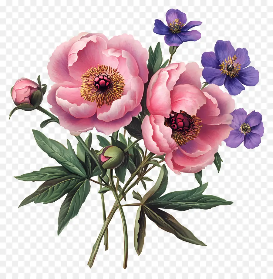 Bouquet Rose，Fleurs Roses PNG