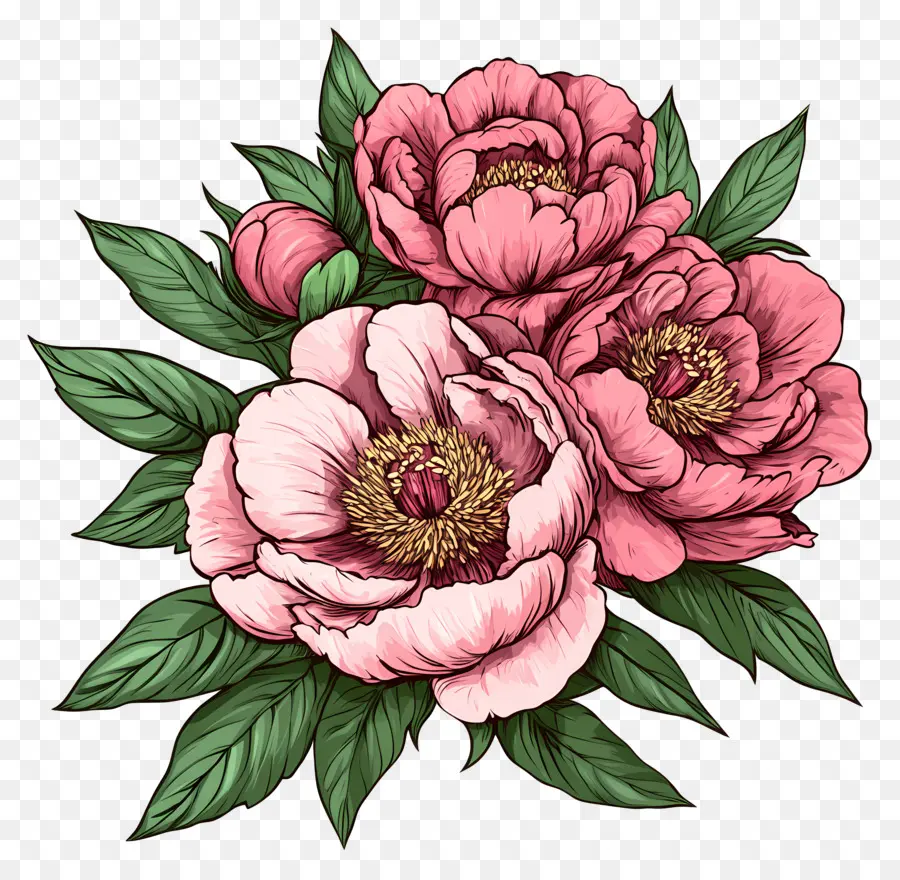 Bouquet De Pivoines，Fleurs De Pivoine PNG