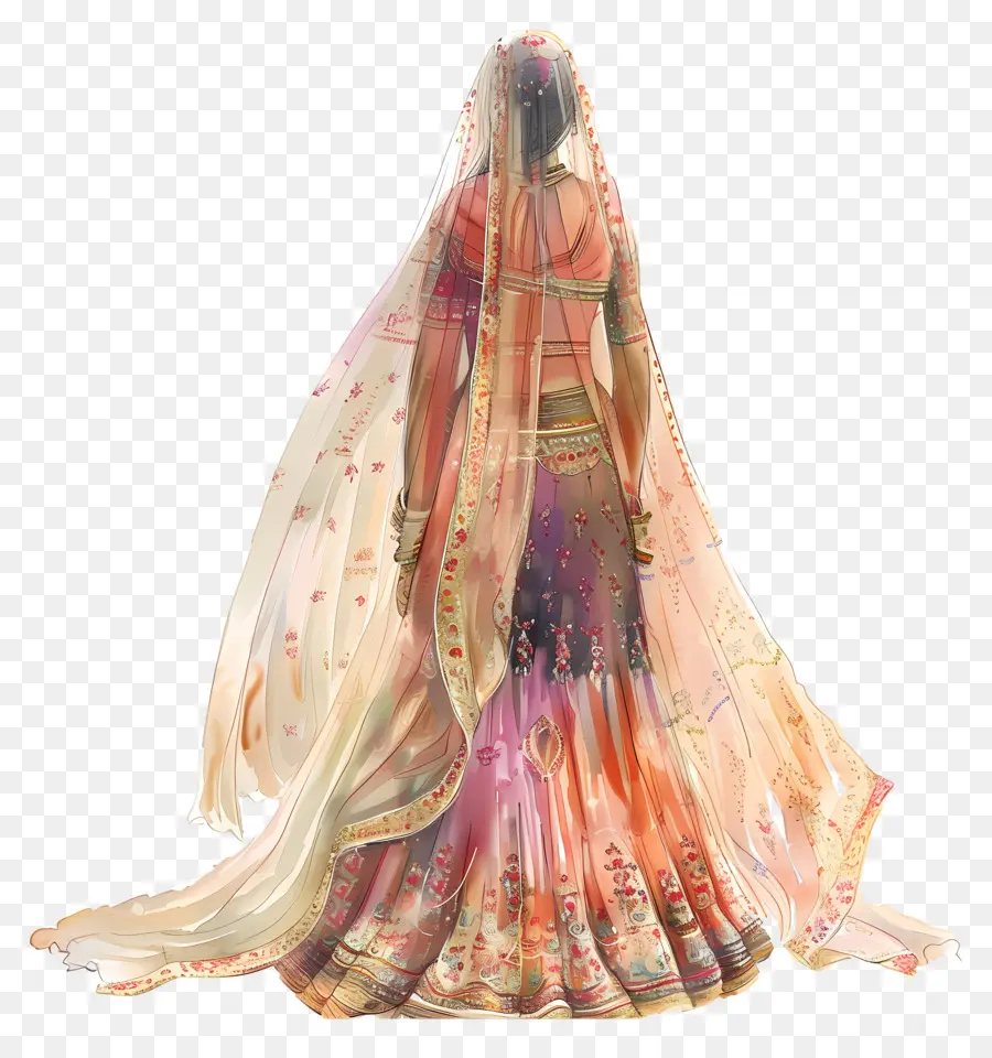 Robe De Mariée Aquarelle，Femme En Robe à Fleurs PNG