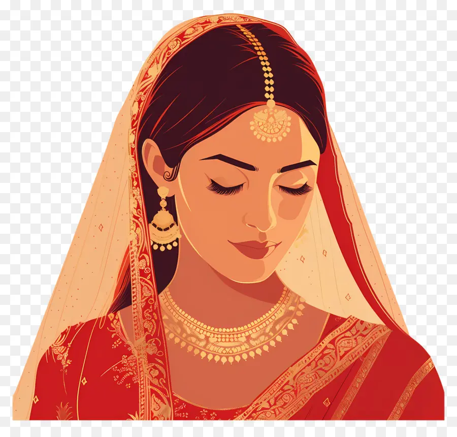 Sari De Mariage Indien，Mariée En Robe Rouge PNG