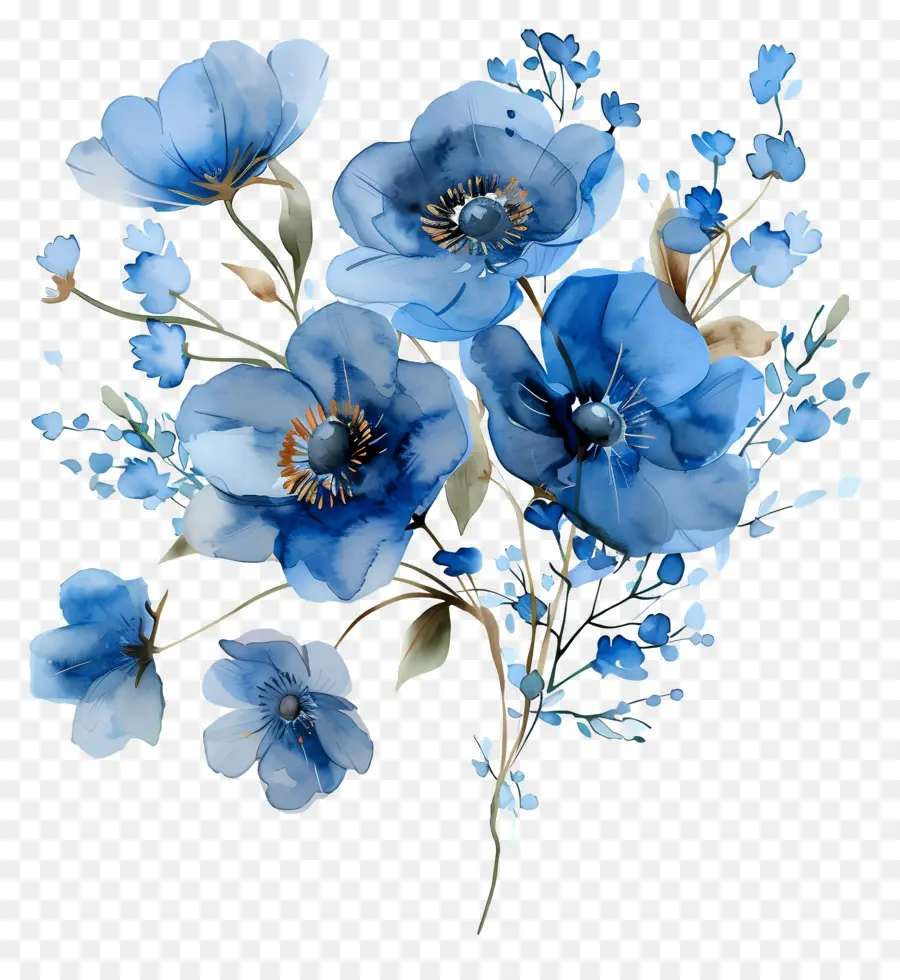 Bouquet Bleu，Fleurs Bleues PNG