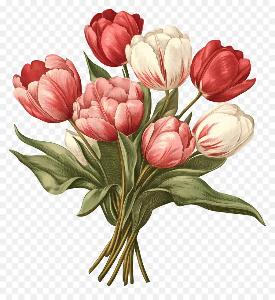 Bouquet De Tulipes，Tulipes Roses PNG