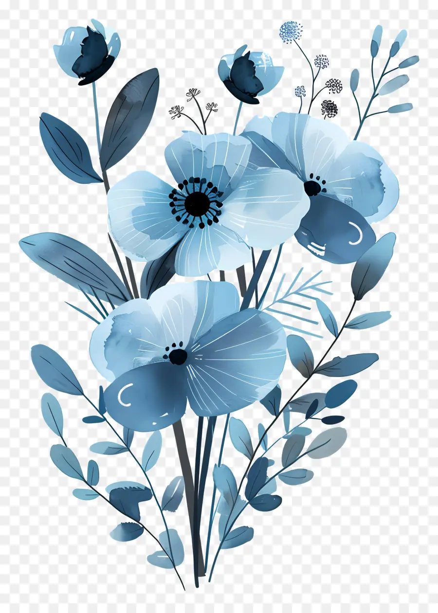 Bouquet Bleu，Fleurs Bleues PNG