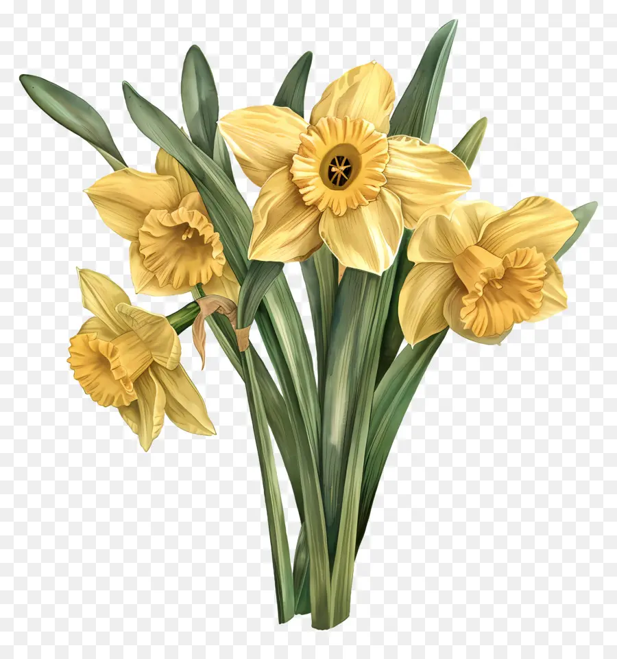 Bouquet De Jonquilles Jaunes，Jonquille PNG