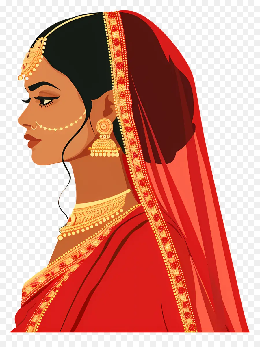 Sari De Mariage Indien，Mariée En Robe Rouge PNG