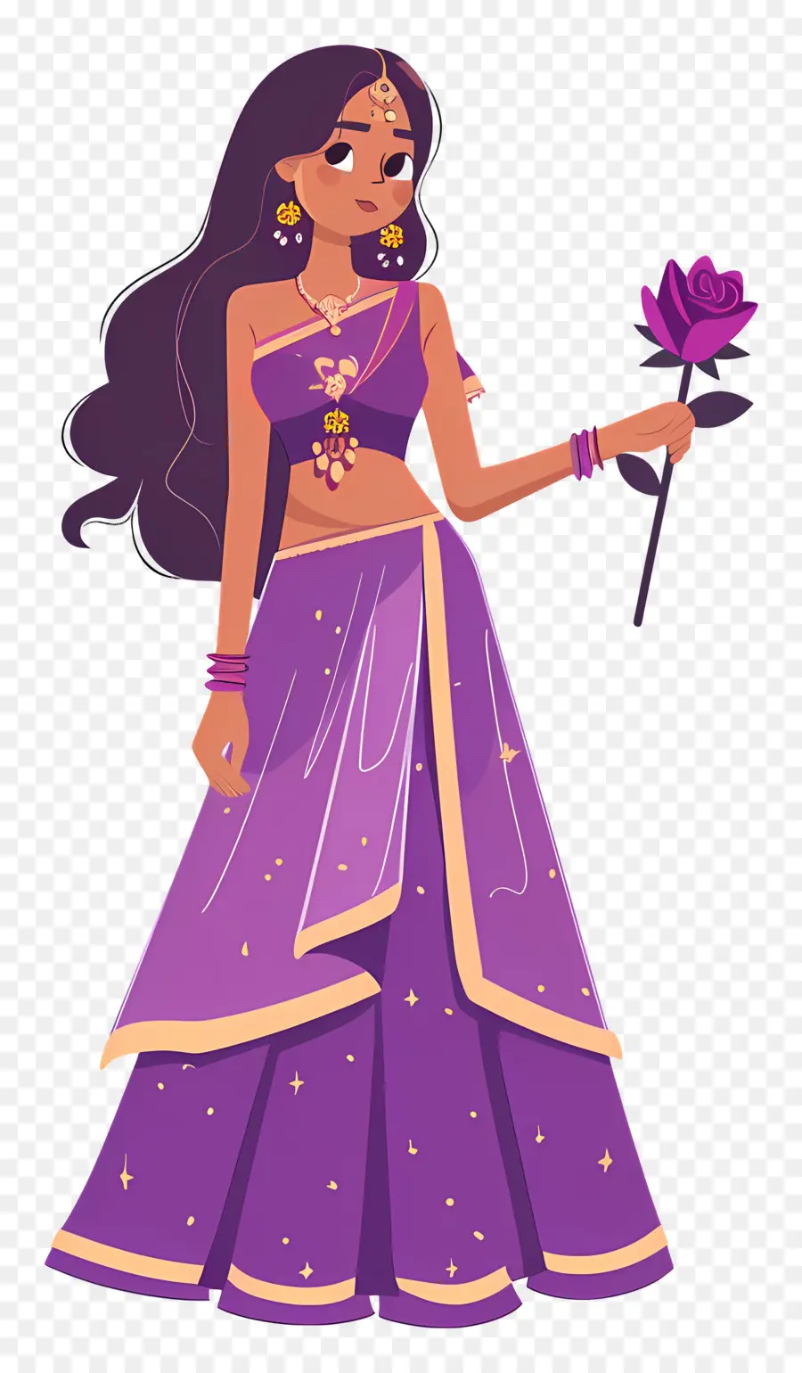 Dessin Animé Femme Indienne，Femme En Costume Traditionnel PNG