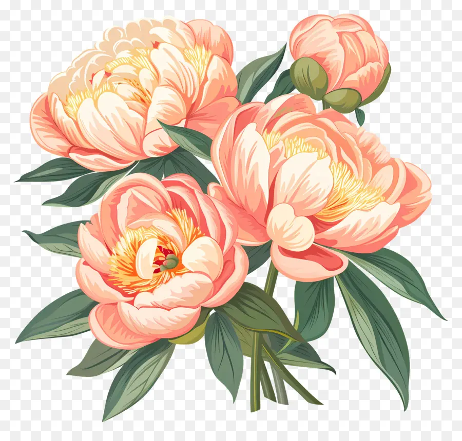 Bouquet De Pivoines，Fleurs De Pivoine PNG