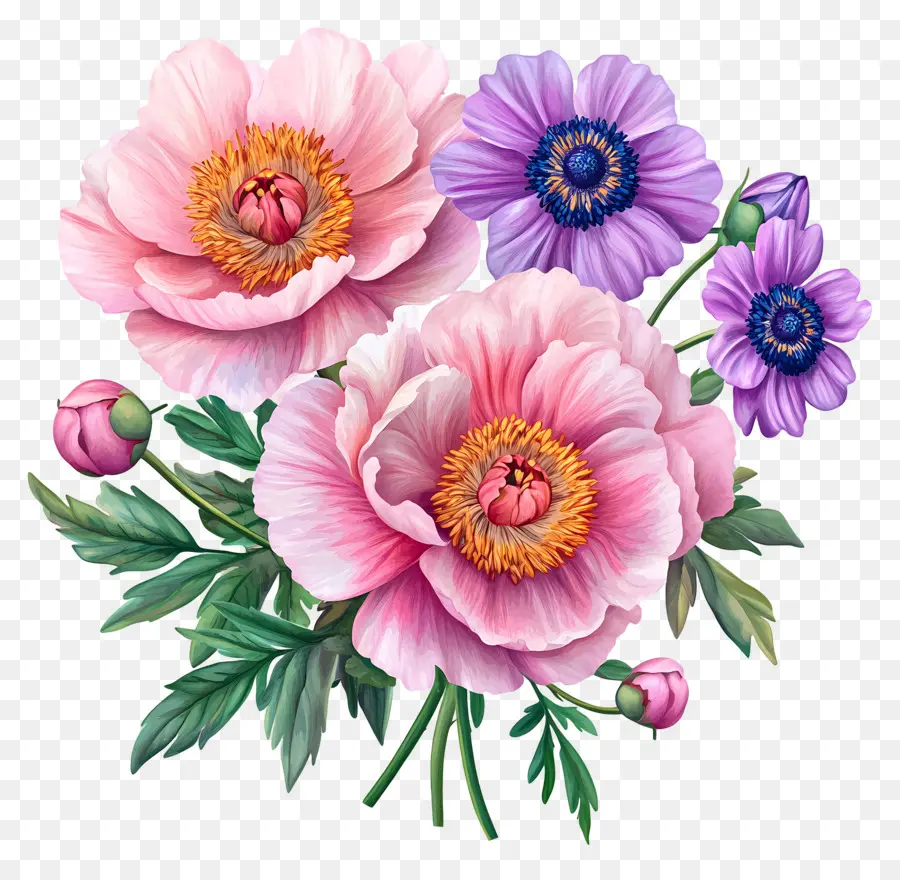 Bouquet Rose，Fleurs Roses PNG