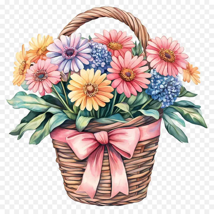 Panier De Fleurs D'anniversaire，Panier De Fleurs PNG