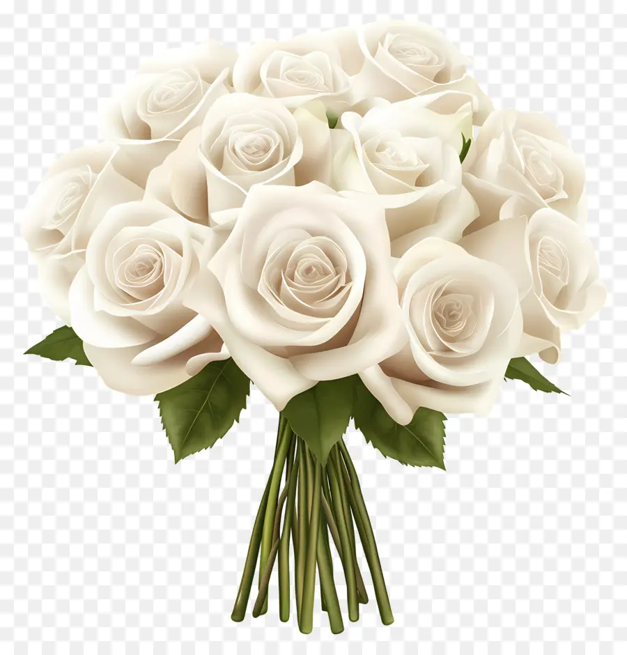 Bouquet De Mariage，Roses Blanches PNG