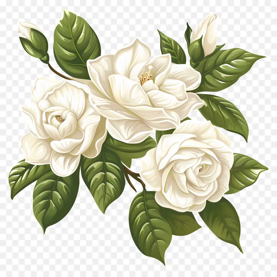 Fleur De Gardénia Blanche，Roses Blanches PNG