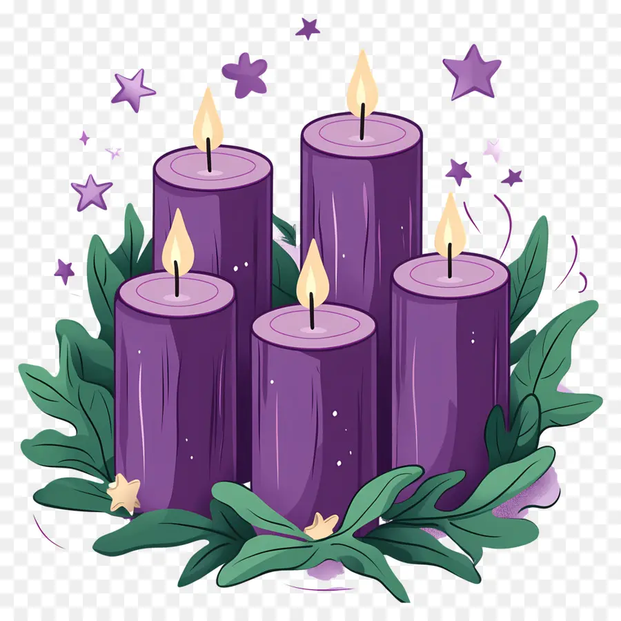 Bougies De L'avent，Bougies Violettes PNG