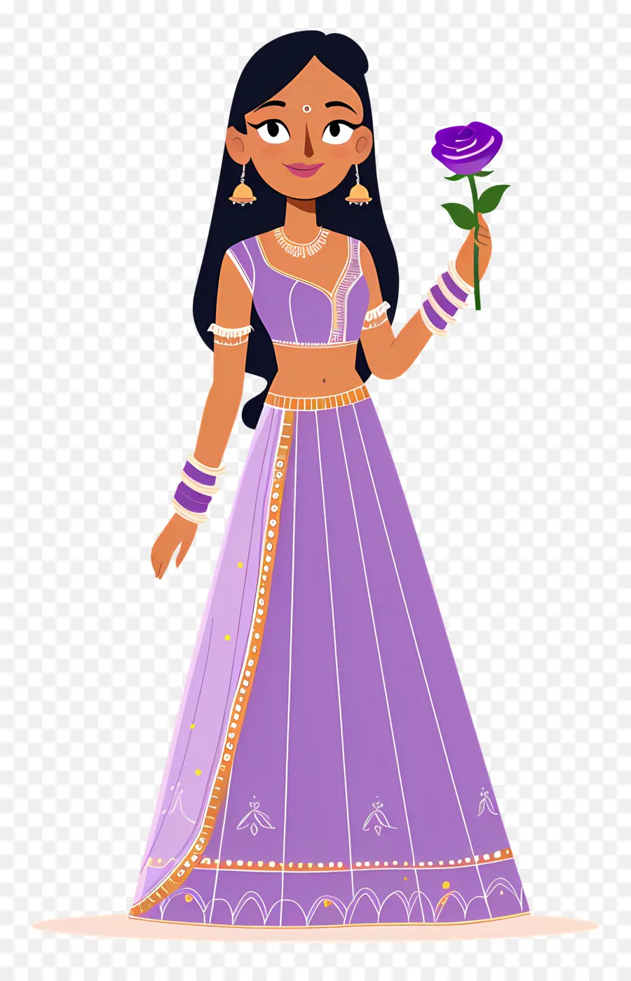 Dessin Animé Femme Indienne，Femme En Costume Traditionnel PNG