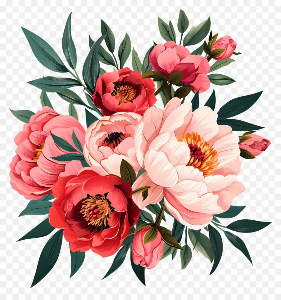 Bouquet De Pivoines，Pivoine PNG