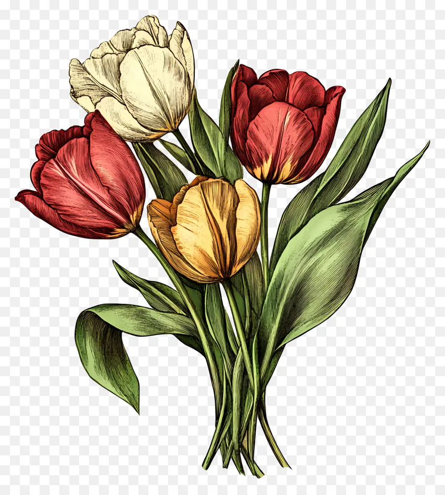 Bouquet De Tulipes，Tulipes Roses PNG