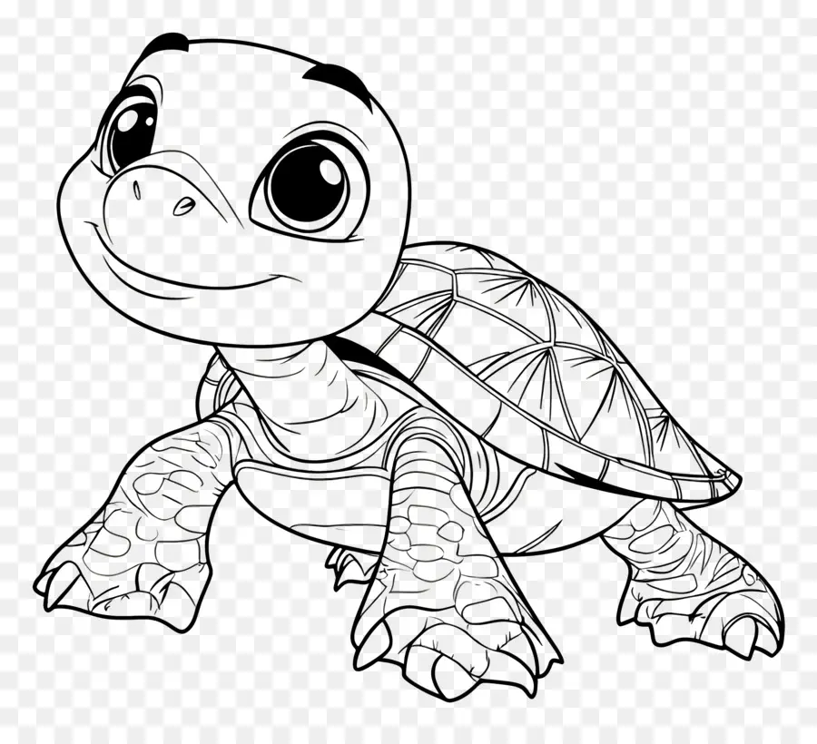 Coloriage，Tortue Mignonne PNG