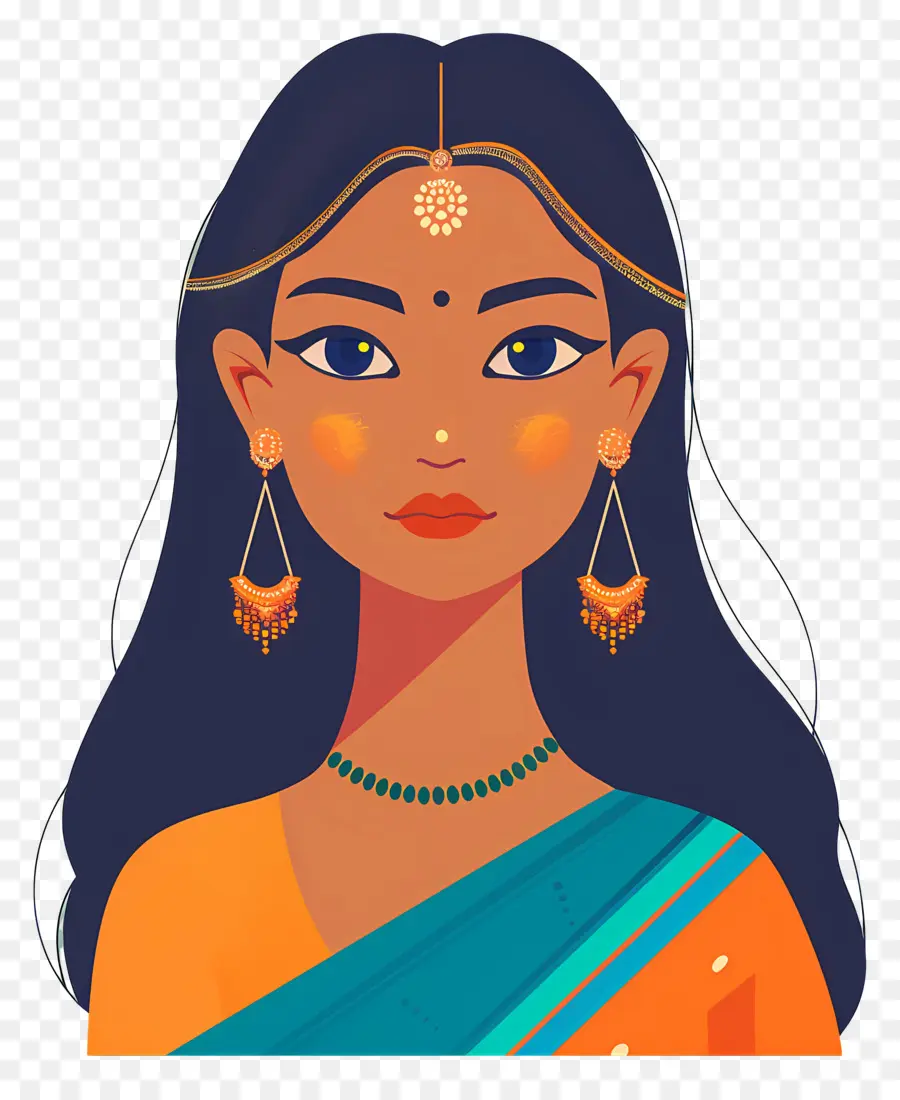 Fille Indienne，Illustration De Femme Traditionnelle PNG