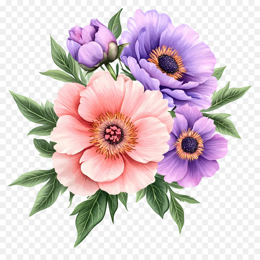 Bouquet Rose，Fleurs PNG