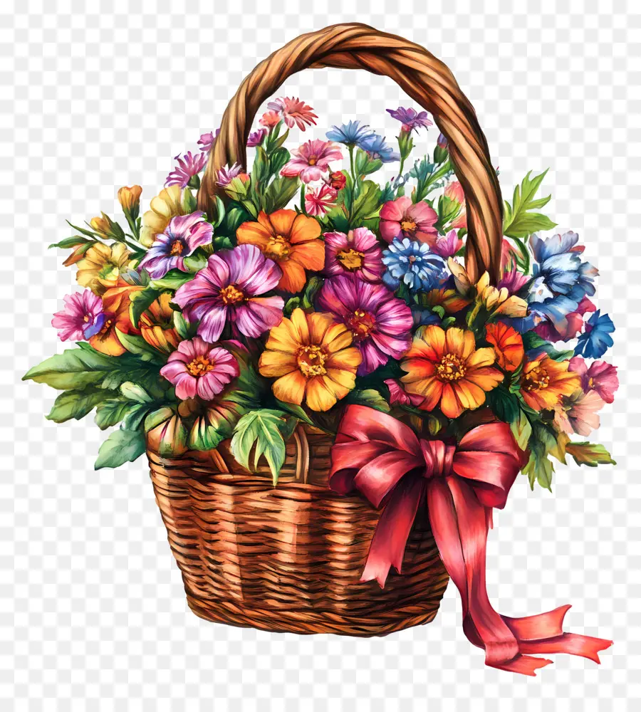 Panier De Fleurs D'anniversaire，Panier De Fleurs PNG