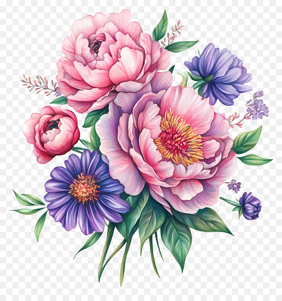 Bouquet Rose，Fleurs Roses PNG