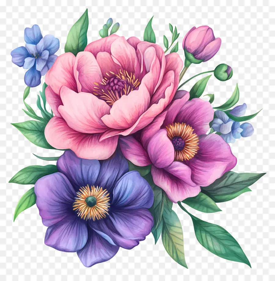 Bouquet Rose，Fleurs Roses PNG