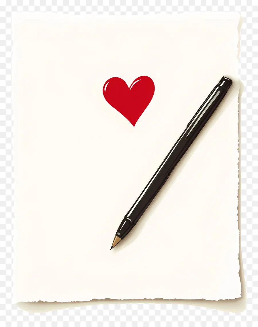 Note D'amour，Coeur Et Stylo PNG