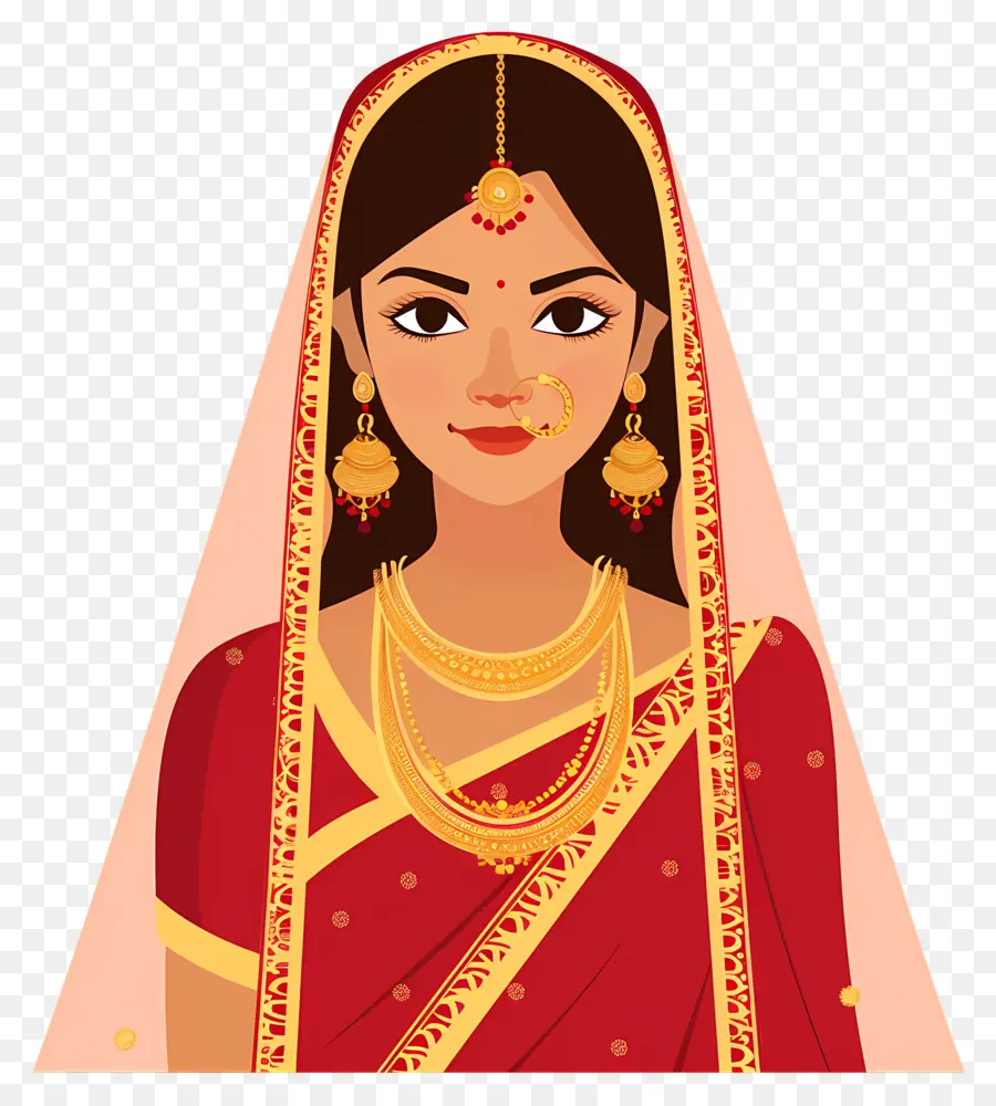 Sari De Mariage Indien，Mariée En Robe Rouge PNG