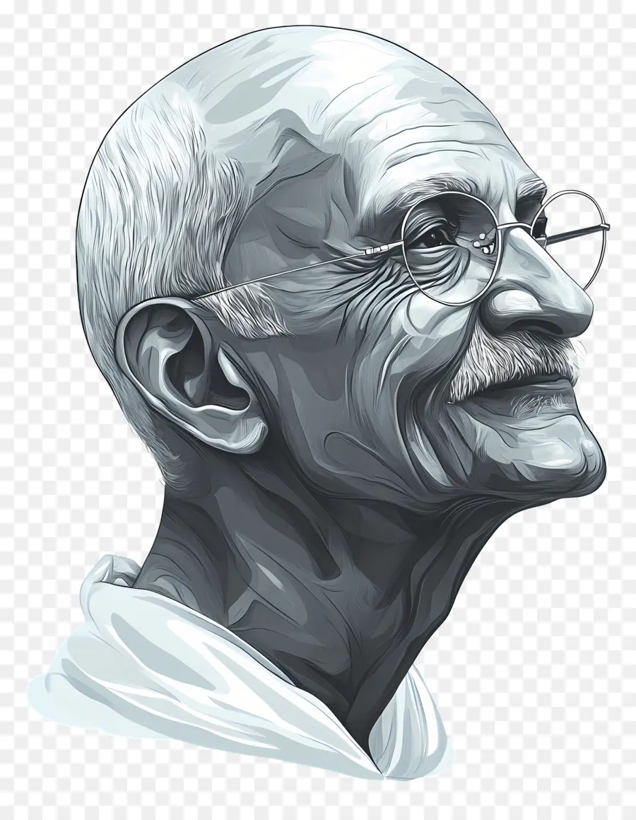 Gandhi，Un Homme âgé Avec Des Lunettes PNG