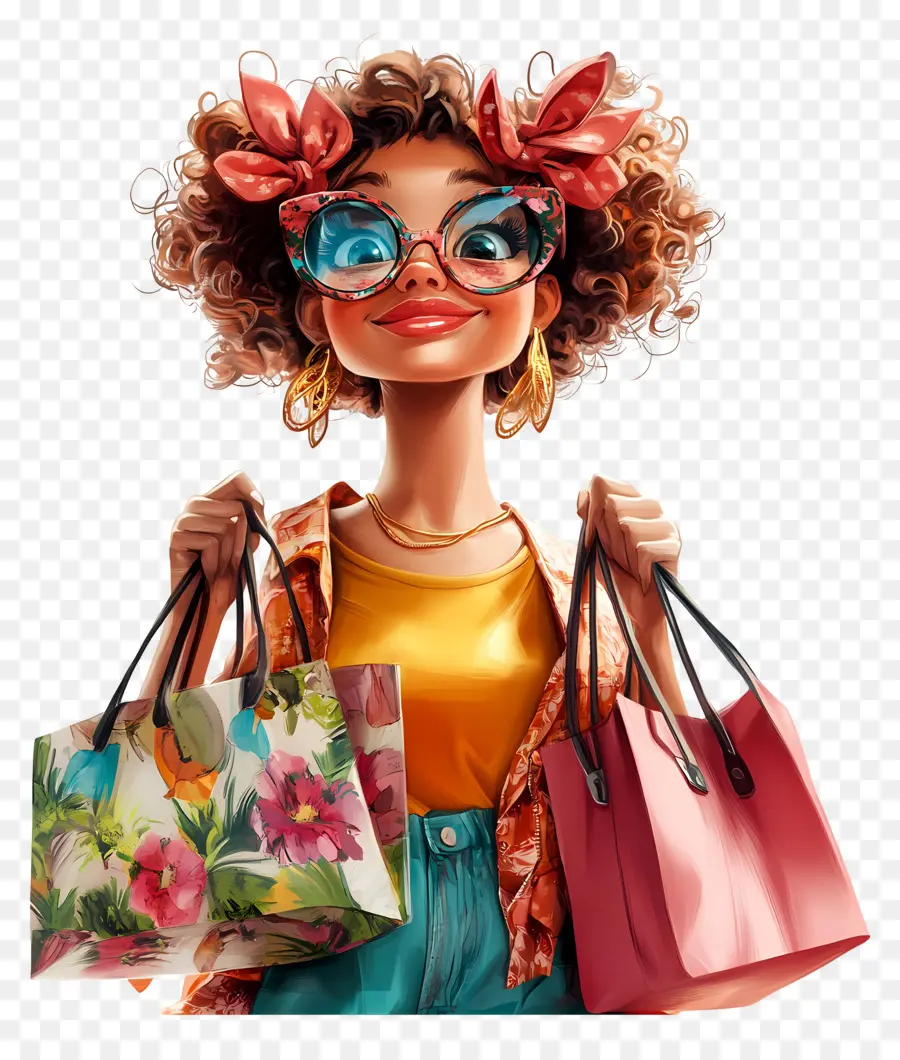 Fille Commerçante，Femme Shopping PNG