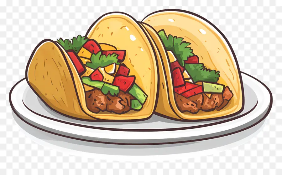 Tacos Sur Assiette，Tacos PNG