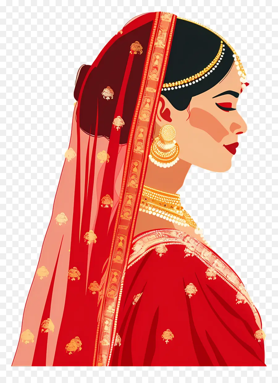 Sari De Mariage Indien，Mariée En Robe Rouge PNG