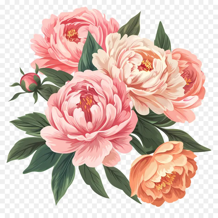 Bouquet De Pivoines，Pivoines PNG