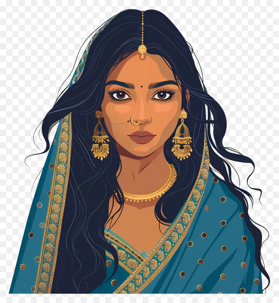 Fille Indienne，Illustration De Femme Traditionnelle PNG